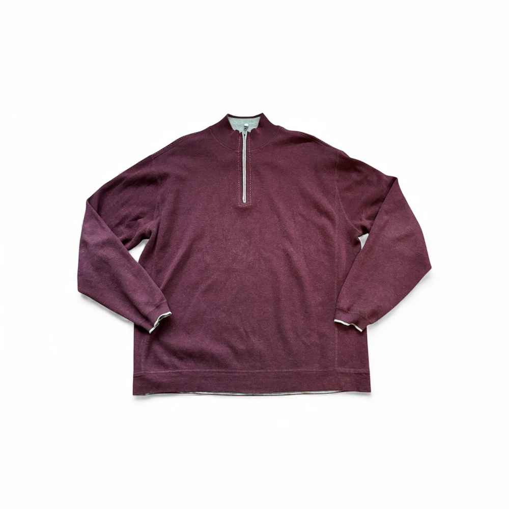 Nat Nast Quarter Zip Burgundy Sweater XL Cotton Blend Classic Casual Preppy